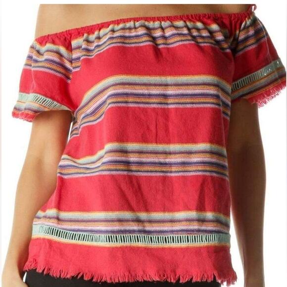 Anthropologie dRA Los Angeles Boho Striped Off the shoulder Top XS - Picture 1 of 9